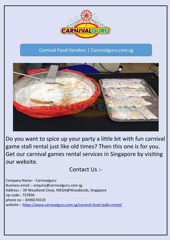 carnival food vendors carnivalguru com sg