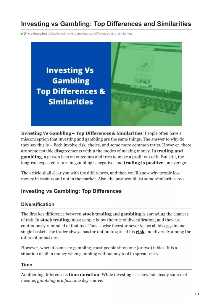 investing vs gambling top differences