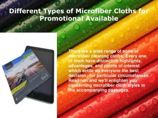 Different Types of Microfiber Cloths for Promotional Available