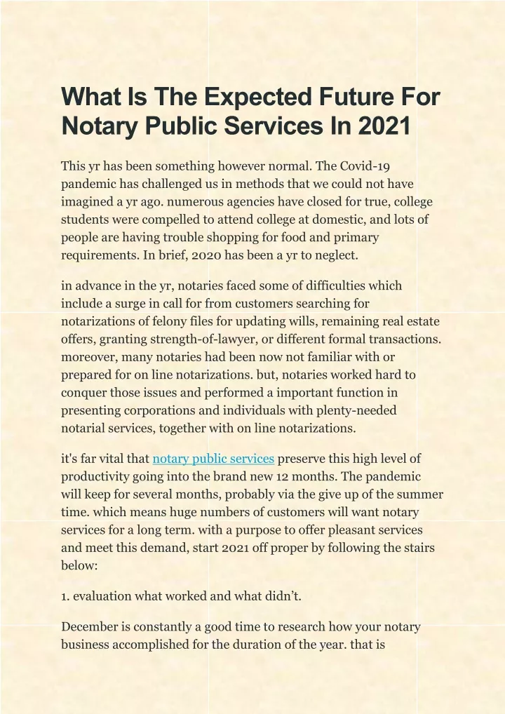 what is the expected future for notary public