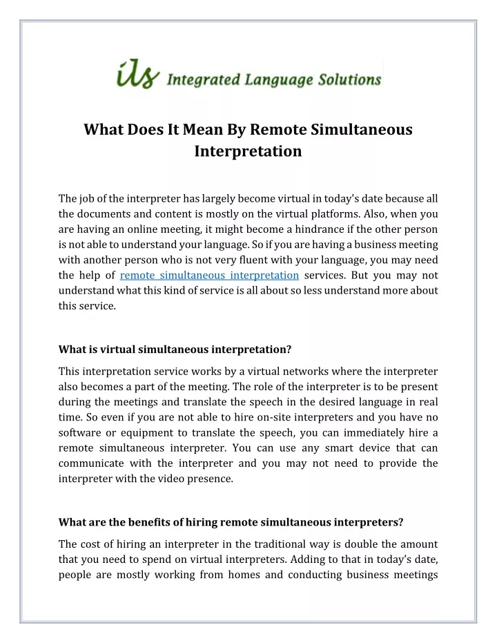 what does it mean by remote simultaneous