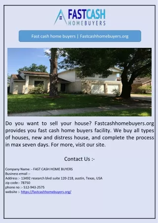 Fast cash home buyers | Fastcashhomebuyers.org