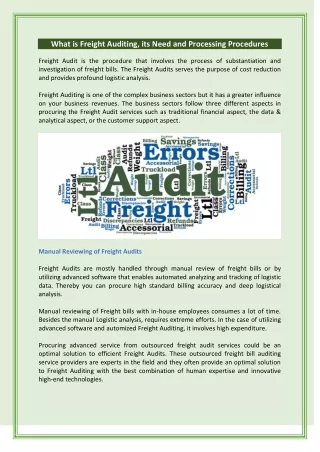 What is Freight Auditing, its Need and Processing Procedures