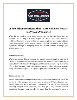 A Few Misconceptions About Auto Collision Repair Las Vegas NV Clarified