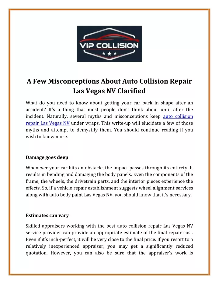 a few misconceptions about auto collision repair