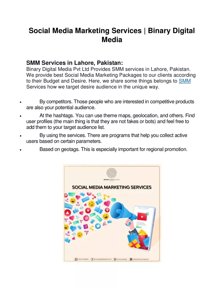social media marketing services binary digital