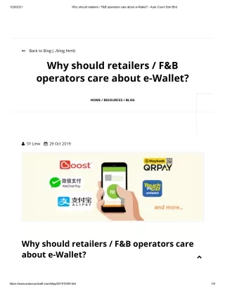 Why should retailers FB operators care about e-Wallet - Auto Count Sdn Bhd