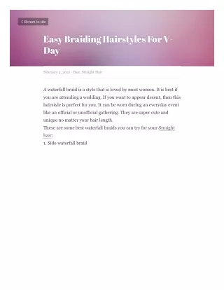 Easy Braiding Hairstyles For V-Day