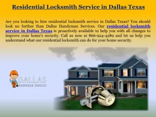 Residential Locksmith Service in Dallas Texas