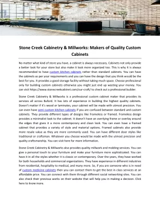 Stone Creek Cabinetry & Millworks: Makers of Quality Custom Cabinets