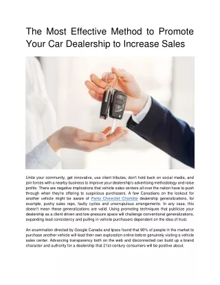 The Most Effective Method to Promote Your Car Dealership to Increase Sales