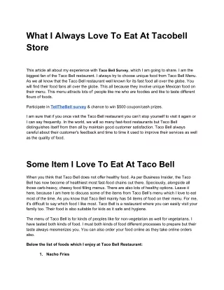 Love To Eat At Tacobell Store