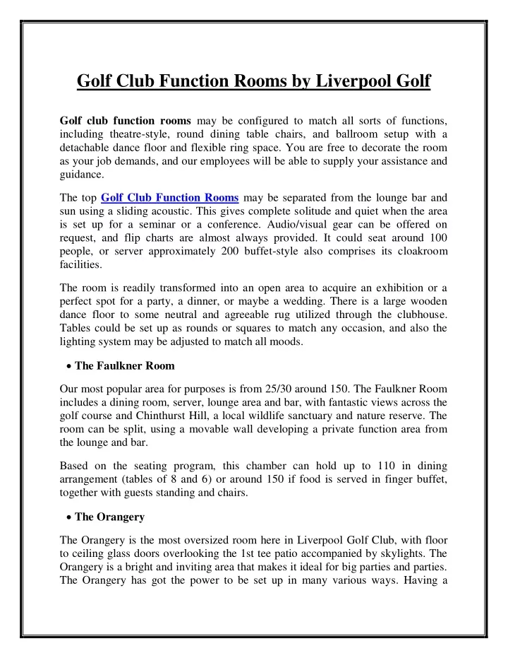 golf club function rooms by liverpool golf