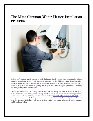 the most common water heater installation problems
