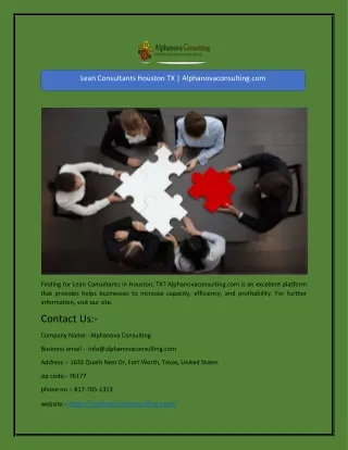 lean consultants houston tx alphanovaconsulting