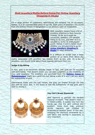 Bust Jewellery Myths Before Going For Online Jewellery Shopping in Dhaka