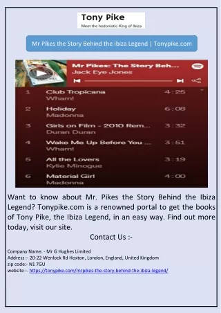 Mr Pikes the Story Behind the Ibiza Legend | Tonypike.com
