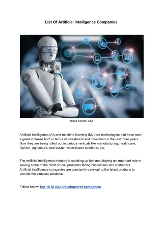 list of artificial intelligence companies