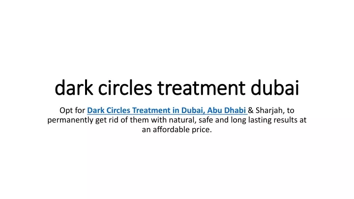 dark circles treatment dubai