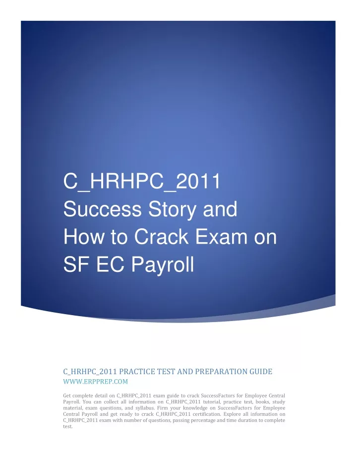 c hrhpc 2011 success story and how to crack exam