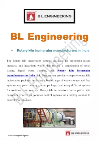 Rotary kiln incinerator manufacturers in India