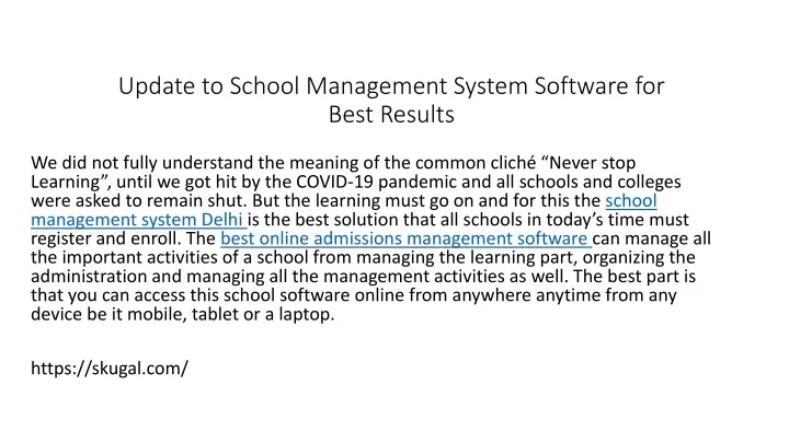update to school management system software for best results