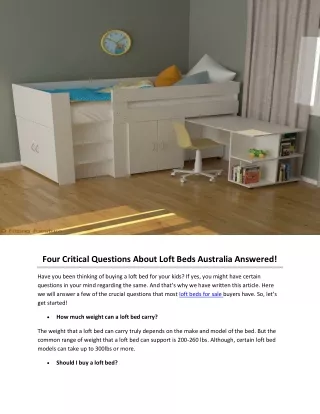 four critical questions about loft beds australia