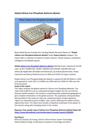 global lithium iron phosphate batteries market