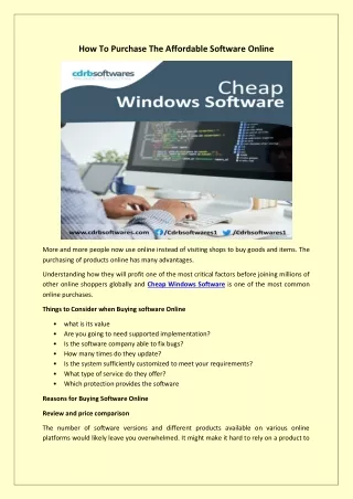 how to purchase the affordable software online