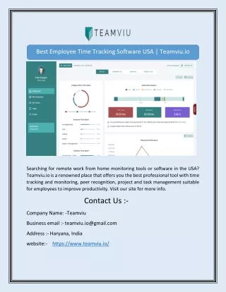 Best Employee Time Tracking Software USA | Teamviu.io