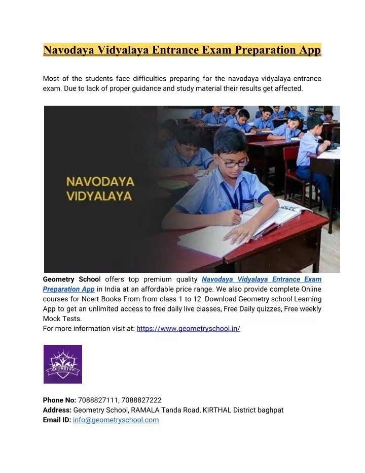 navodaya vidyalaya entrance exam preparation