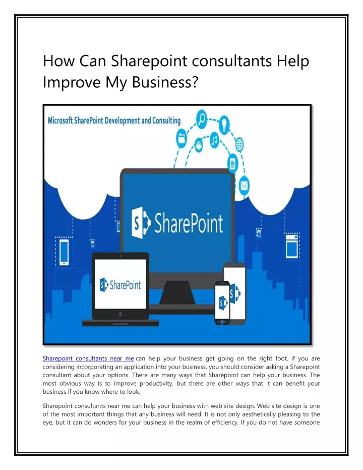 how can sharepoint consultants help improve