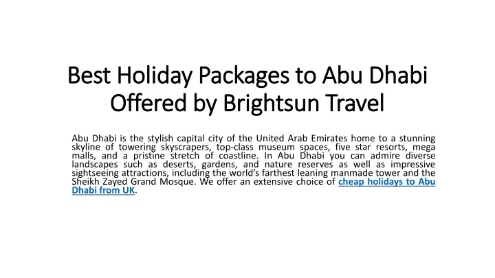 best holiday packages to abu dhabi offered by brightsun travel