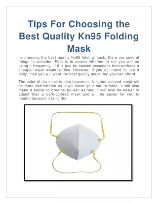 Tips For Choosing the Best Quality Kn95 Folding Mask