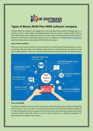 Types of Binary MLM Plan-MlM software company