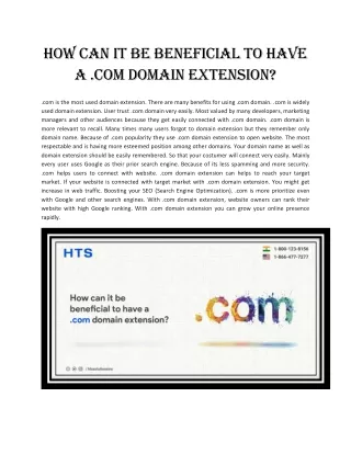 how can it be beneficial to have a com domain