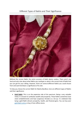 d different ifferent t types of rakhis and ypes