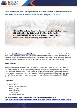 multi mode receiver mmr market revenue drivers