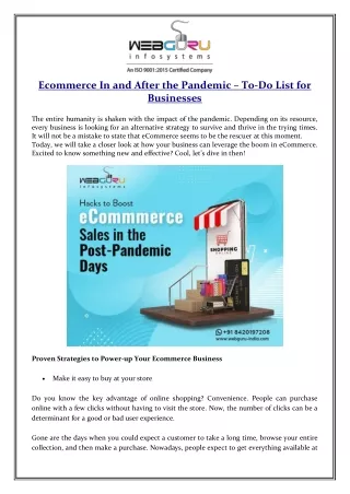 ecommerce in and after the pandemic to do list