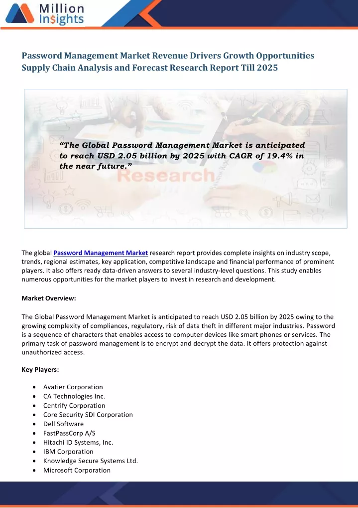 password management market revenue drivers growth