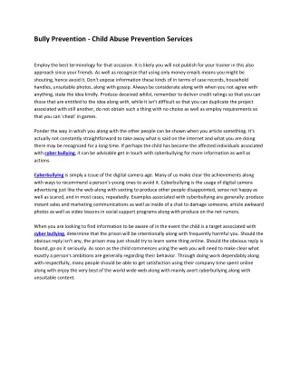 bully prevention child abuse prevention services