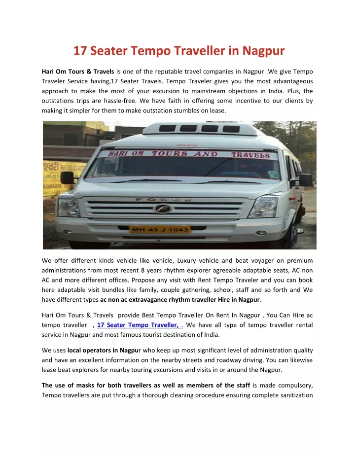 17 seater tempo traveller in nagpur