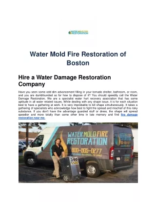 Water Mold Fire Restoration of Boston