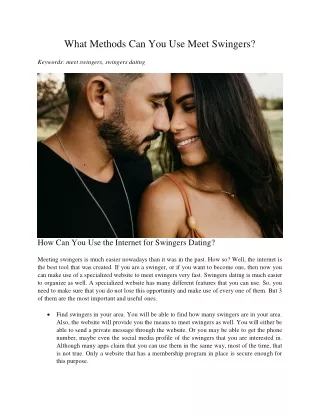 what methods can you use meet swingers