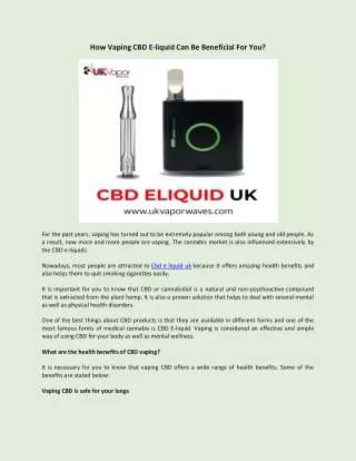 how vaping cbd e liquid can be beneficial for you