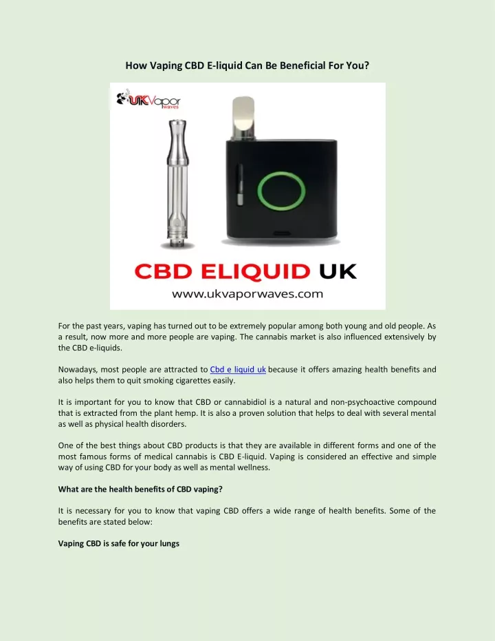 how vaping cbd e liquid can be beneficial for you