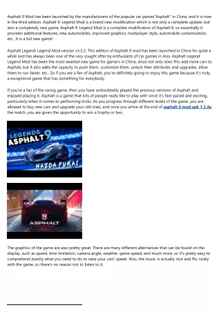 asphalt 9 mod has been launched