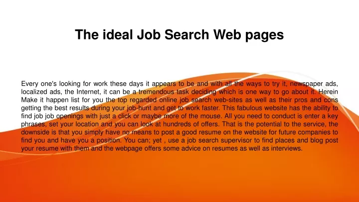 the ideal job search web pages