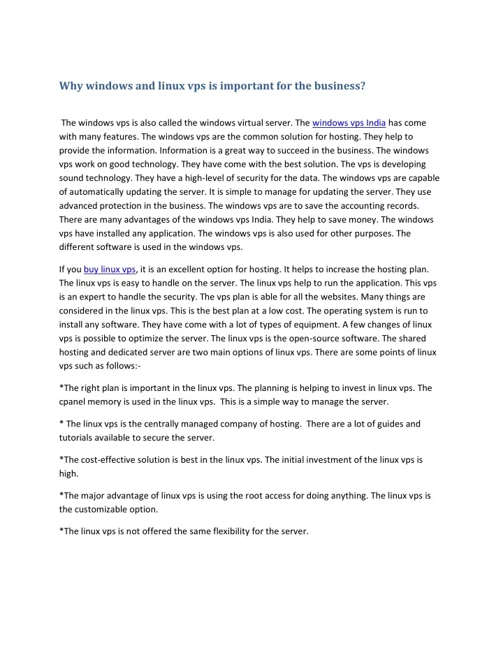 why windows and linux vps is important