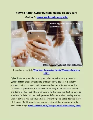 how to adopt cyber hygiene habits to stay safe